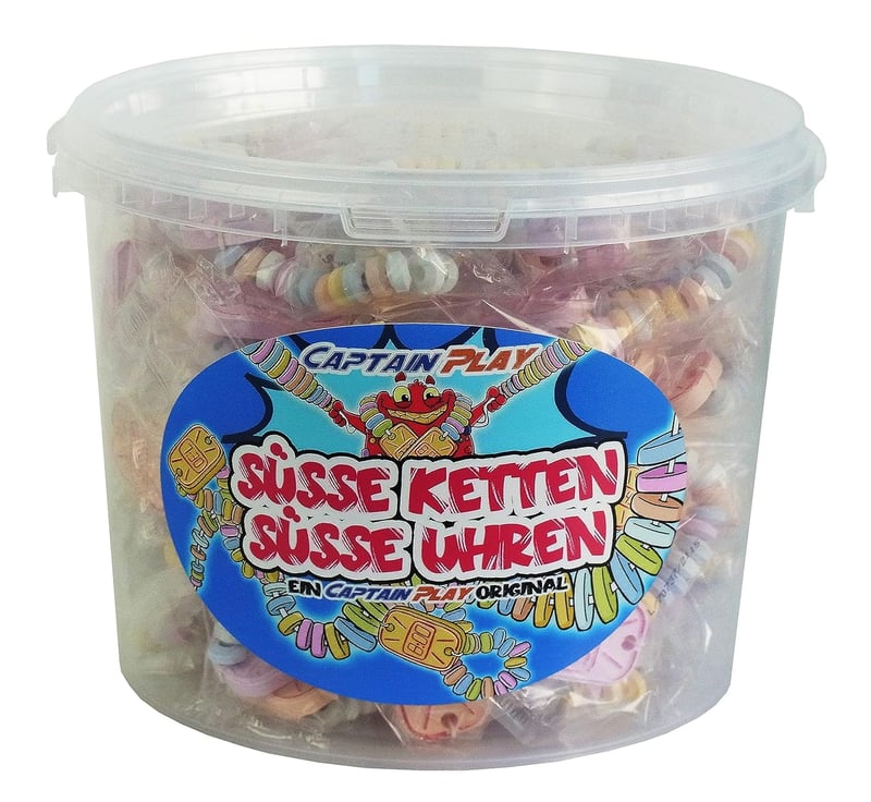 Retro Süßigkeiten Box mit Uhren und Ketten - 50 Einzelpackungen (762g)
