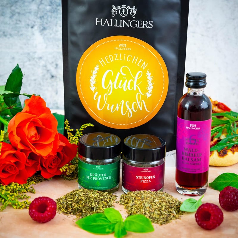 Muttertagsgeschenk: Wundertüte Pizza-Gewürz & Himbeer-Balsam Essig