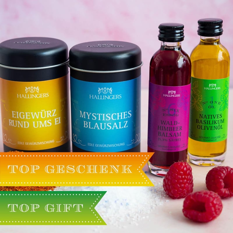 Viel Glück im neuen Zuhause Geschenketset mit Olivenöl, Essig & Tee
