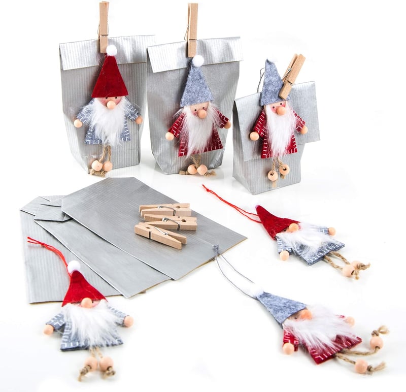 6 silberne Papiertüten zum Befüllen für Wichtelgeschenke für Kinder