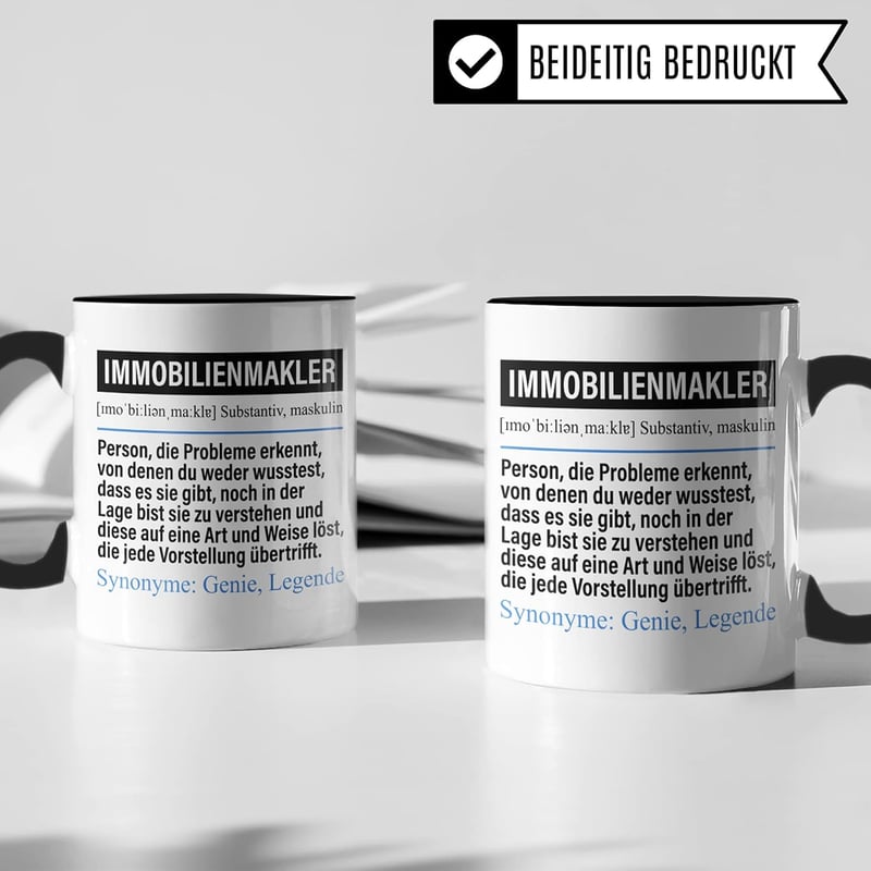 Lustige Kaffeetasse für Immobilienmakler – Geschenkidee für Berufstätige
