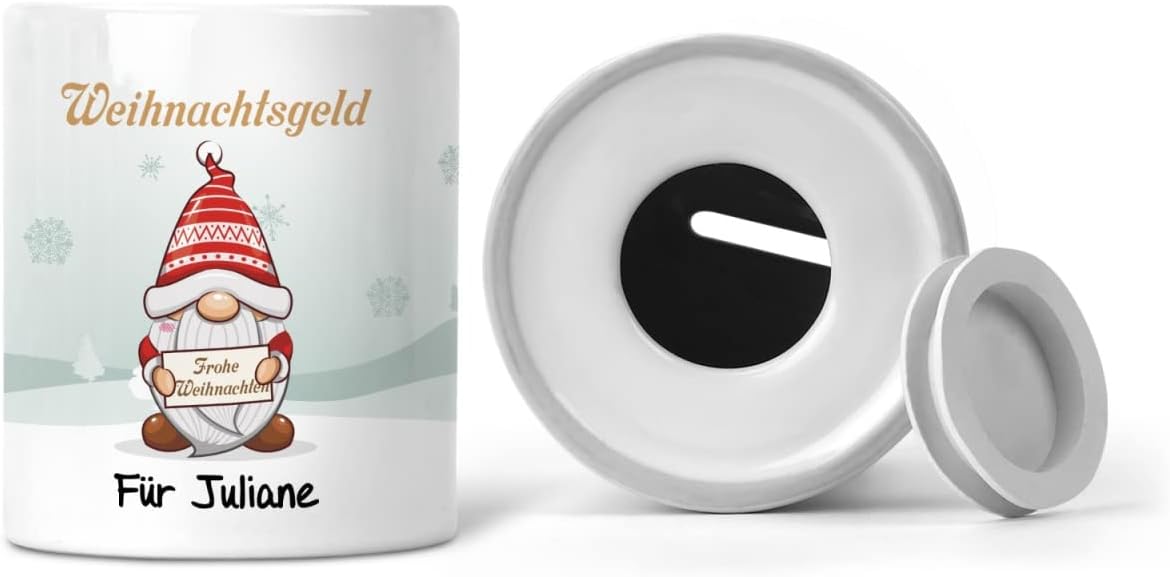 Personalisierte Spardose mit Gravur - Geschenk zu Weihnachten für Kinder