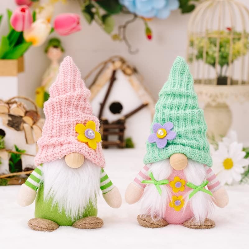 Frühlingswichtel Deko Figuren – 2er Set Plüschgeschenke für Mama