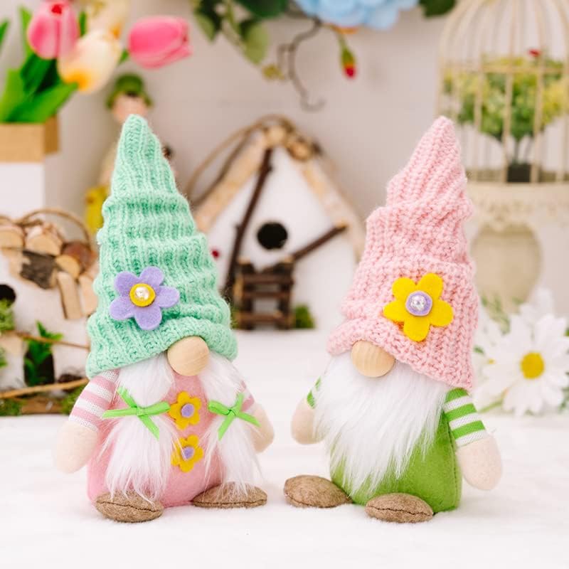 Frühlingswichtel Deko Figuren – 2er Set Plüschgeschenke für Mama