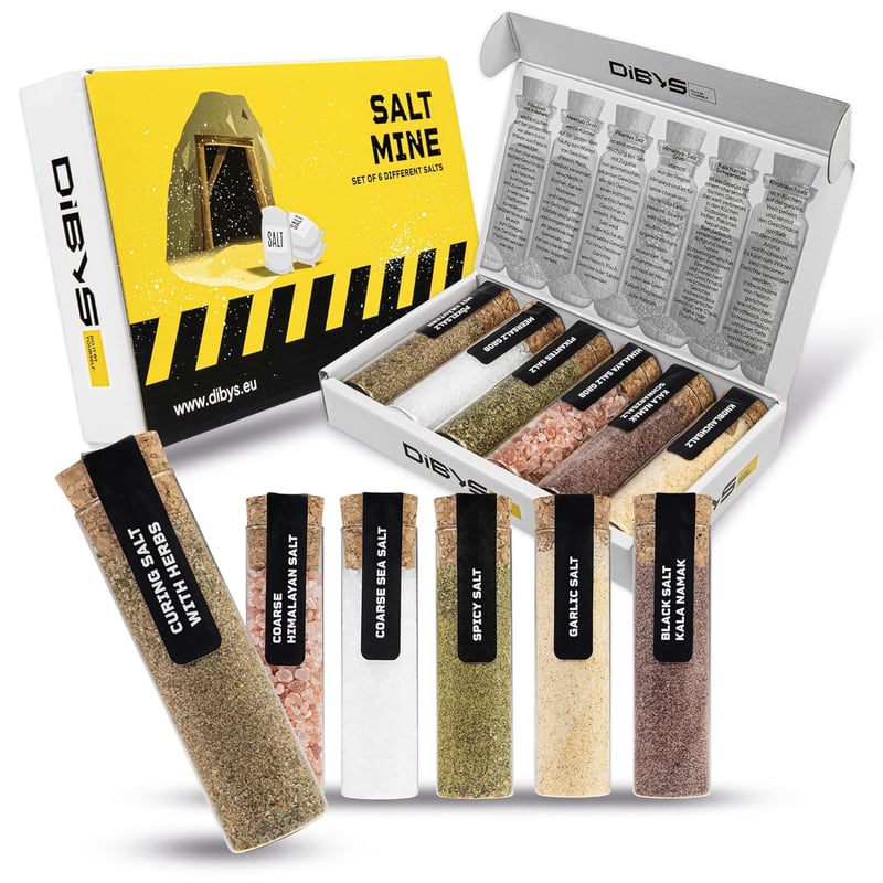 Gourmet-Salze Geschenk-Set für Hobbyköche | 6 verschiedene Sorten inkl. Rezepte
