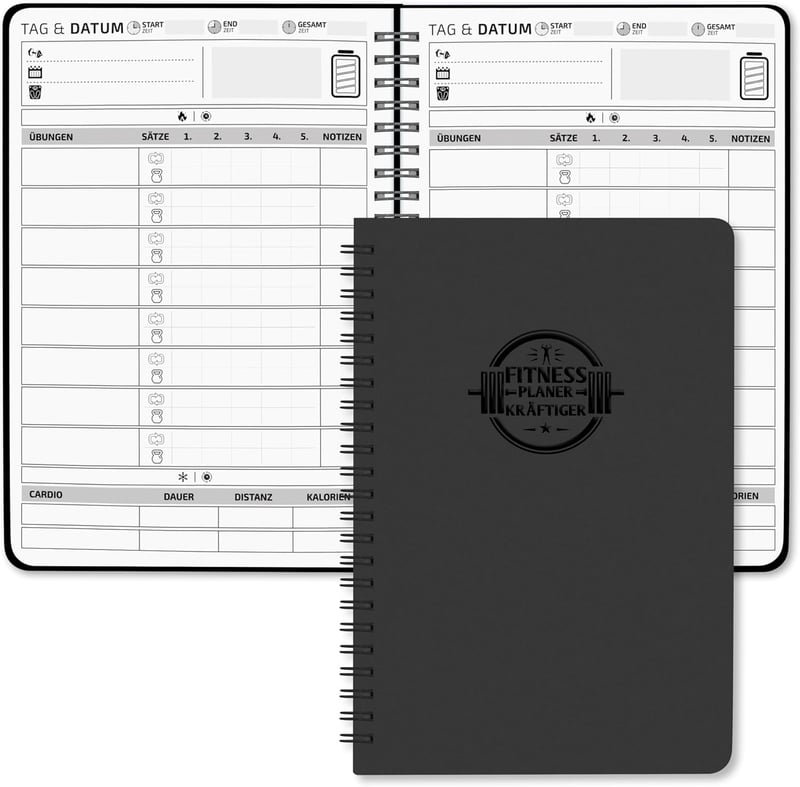 Trainingsjournal A5 für Krafttraining mit 186 Workouts, undatiert