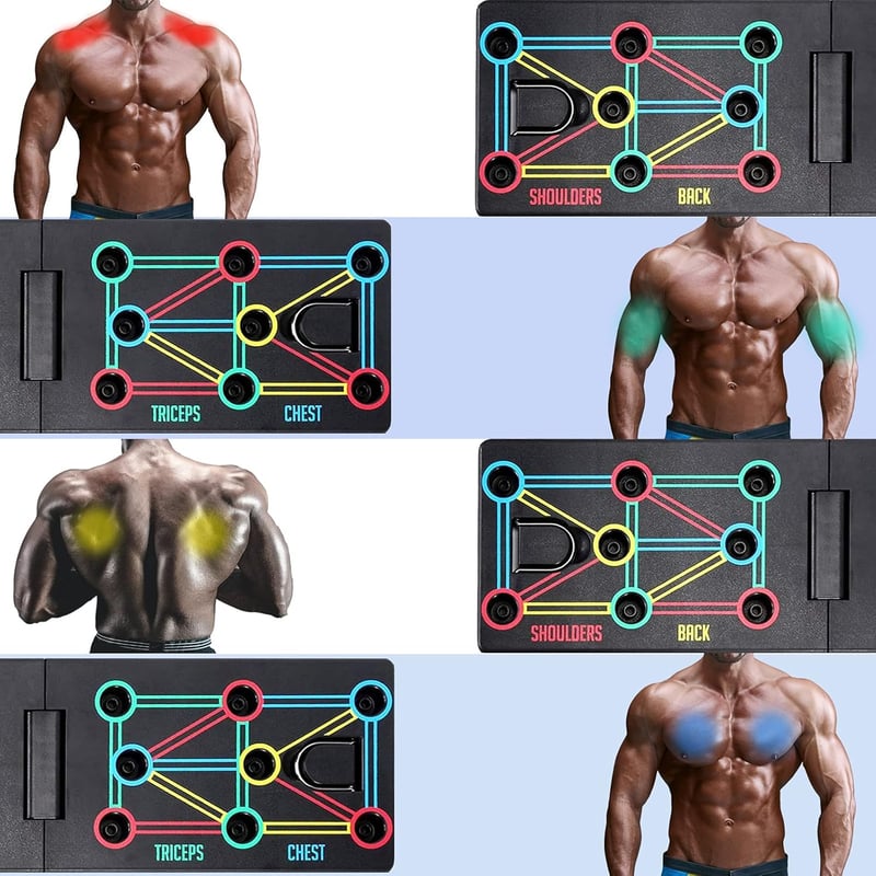Faltbares Push-Up Board mit 12 Funktionen und Schutzhandschuhen