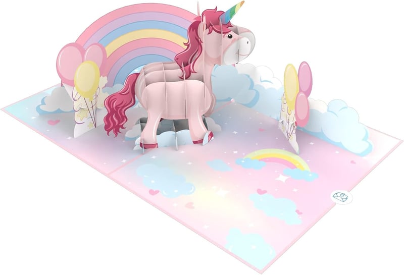 Pop-Up Karte Einhorn mit Regenbogen – 3D Geburtstagskarte für Kinder