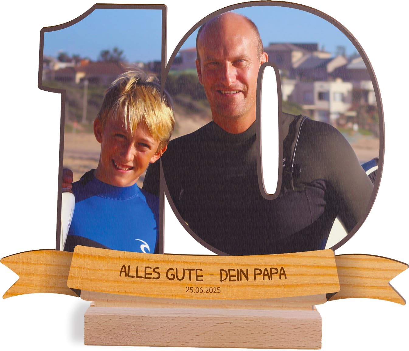 Personalisiertes Holzfoto für den 10. Geburtstag von Kindern