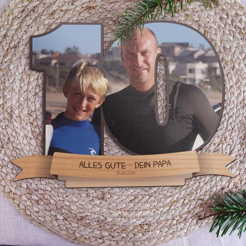 Personalisiertes Holzfoto für den 10. Geburtstag von Kindern