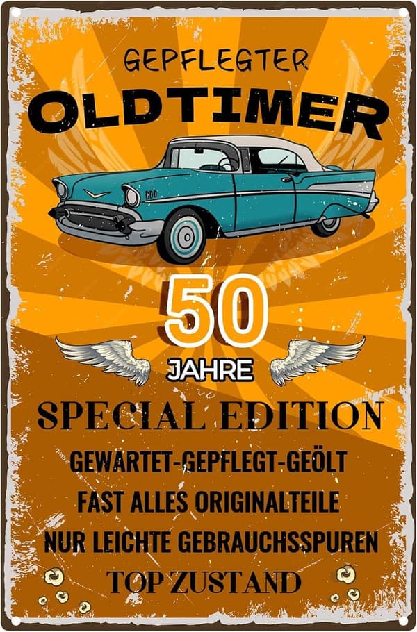 Metallschild 50. Geburtstag – Klassische Deko für Männer