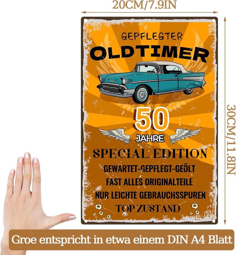 Metallschild 50. Geburtstag – Klassische Deko für Männer
