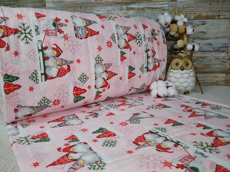 Weihnachtsstoff aus Baumwolle 240 cm - Flanellmeterware (Rosa)