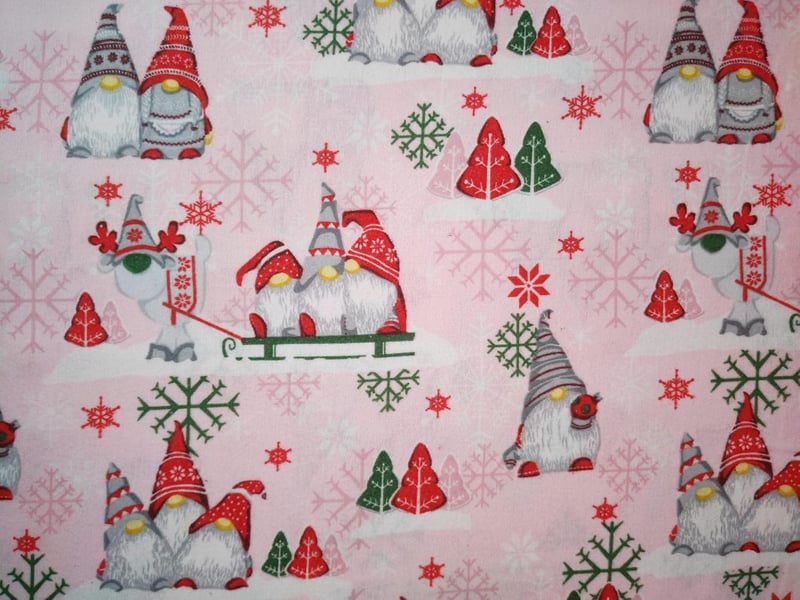 Weihnachtsstoff aus Baumwolle 240 cm - Flanellmeterware (Rosa)