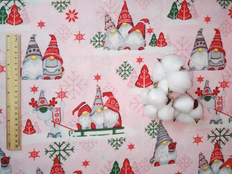 Weihnachtsstoff aus Baumwolle 240 cm - Flanellmeterware (Rosa)