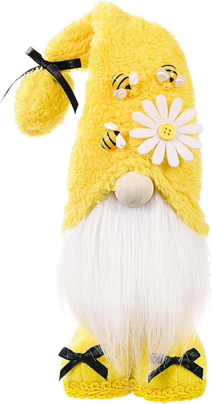 Frühlings-Wichtel mit Sonnenblume und Bienen - Dekoration für Zuhause