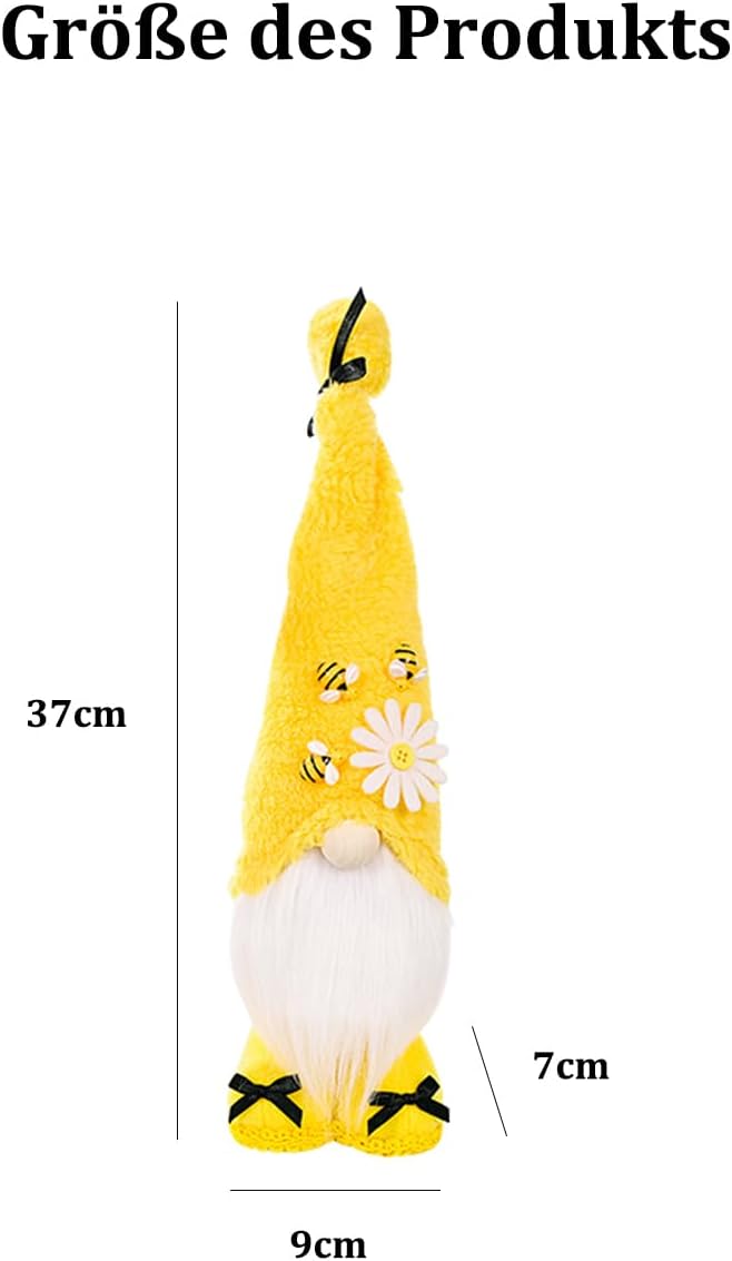 Frühlings-Wichtel mit Sonnenblume und Bienen - Dekoration für Zuhause