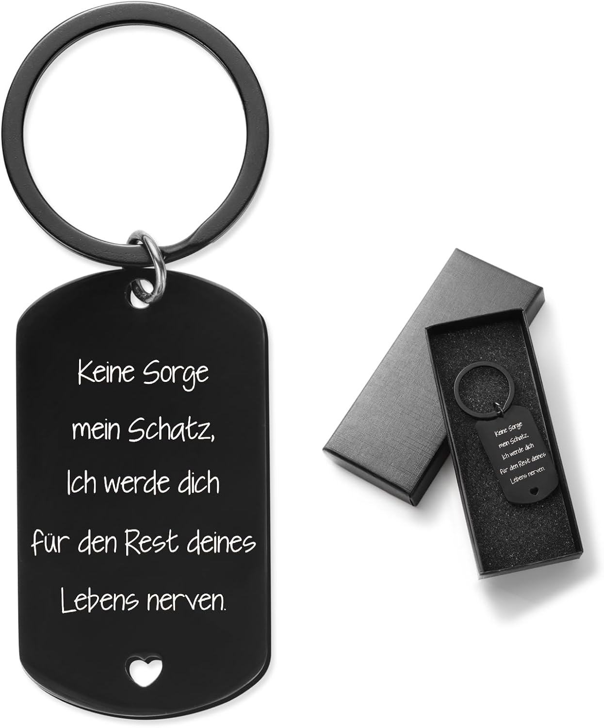 Schwarzer Schlüsselanhänger mit Box – Hochzeitsgeschenk für Männer