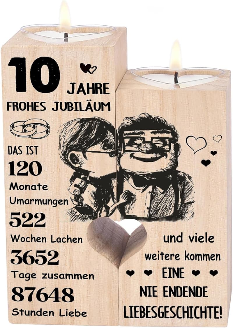 10. Jahrestag Kerzenständer für Paare - Rosenhochzeit