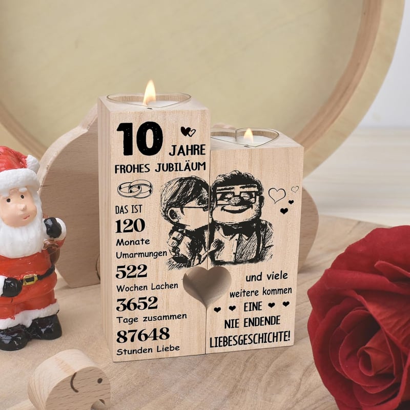 10. Jahrestag Kerzenständer für Paare - Rosenhochzeit