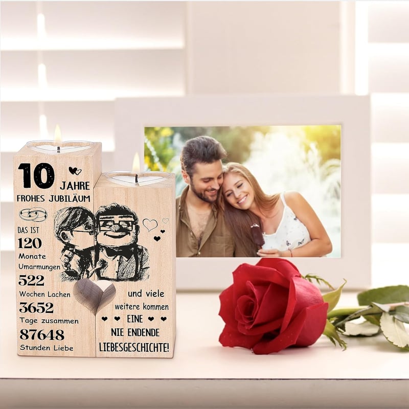 10. Jahrestag Kerzenständer für Paare - Rosenhochzeit