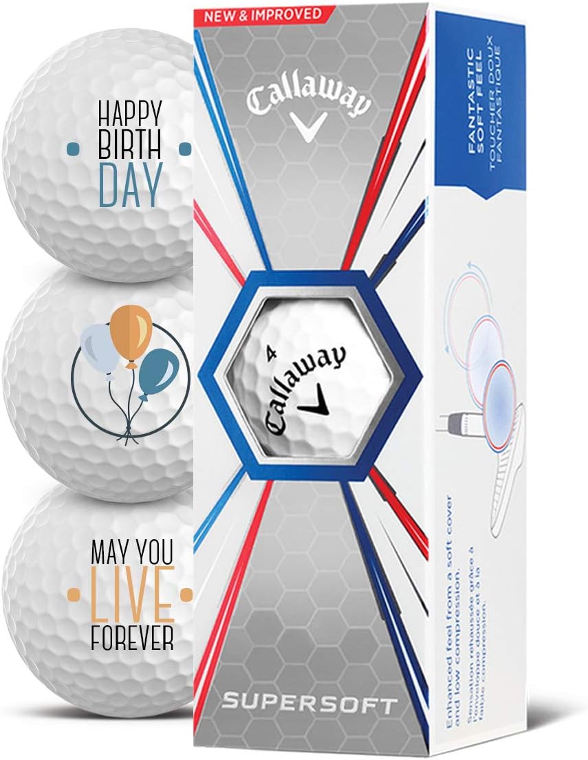 Golfbälle Happy Birthday 3er Pack – Geschenkidee für Golfer