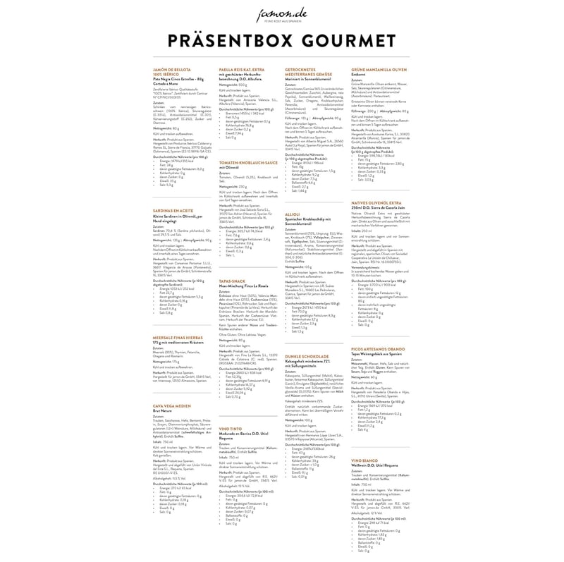Gourmet-Präsentkorb mit Wein und spanischen Delikatessen für Feinschmecker