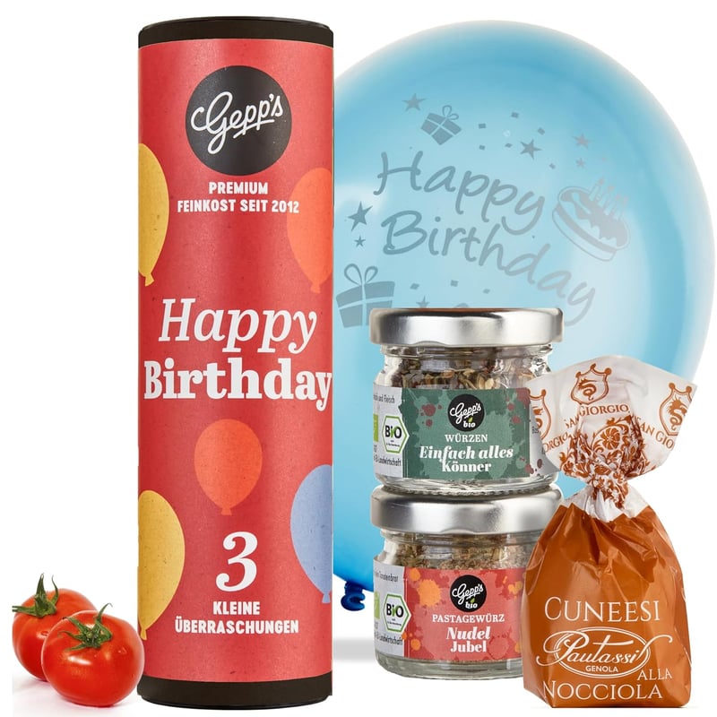 Geburtstagsgeschenkset mit Leckereien für Erwachsene