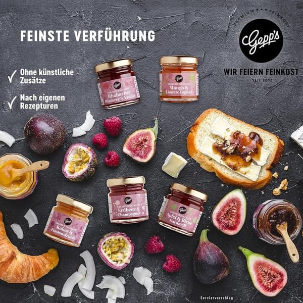 Marmeladen Set mit Mini Konfitüren für Feinschmecker