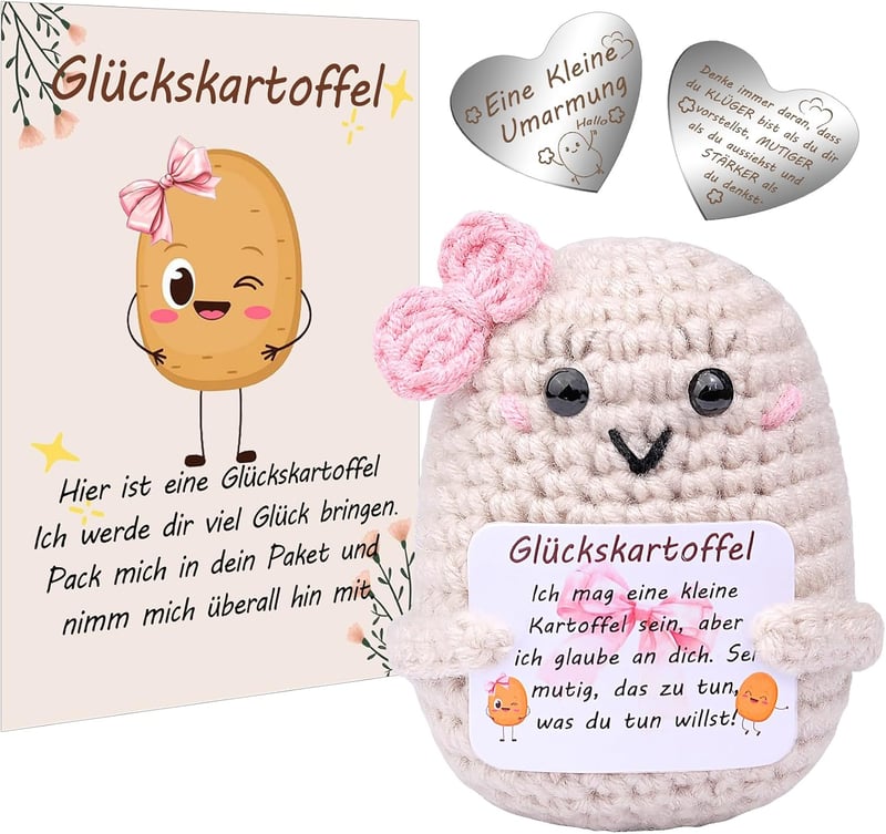 Lustiger Baumwoll-Kartoffel-Hug Glücksbringer für Frauen als Mutmacher-Geschenk