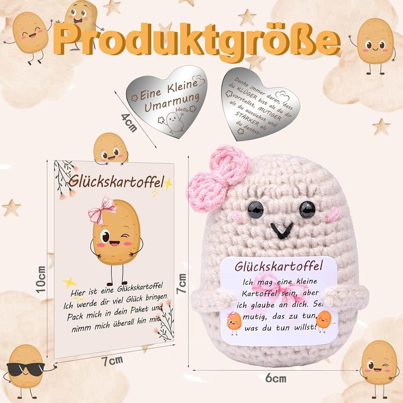 Lustiger Baumwoll-Kartoffel-Hug Glücksbringer für Frauen als Mutmacher-Geschenk