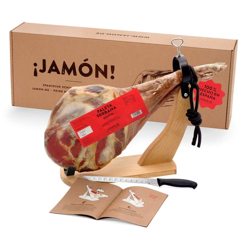 Serrano Schinken-Set 4,5 kg im Geschenkkarton mit Zubehör