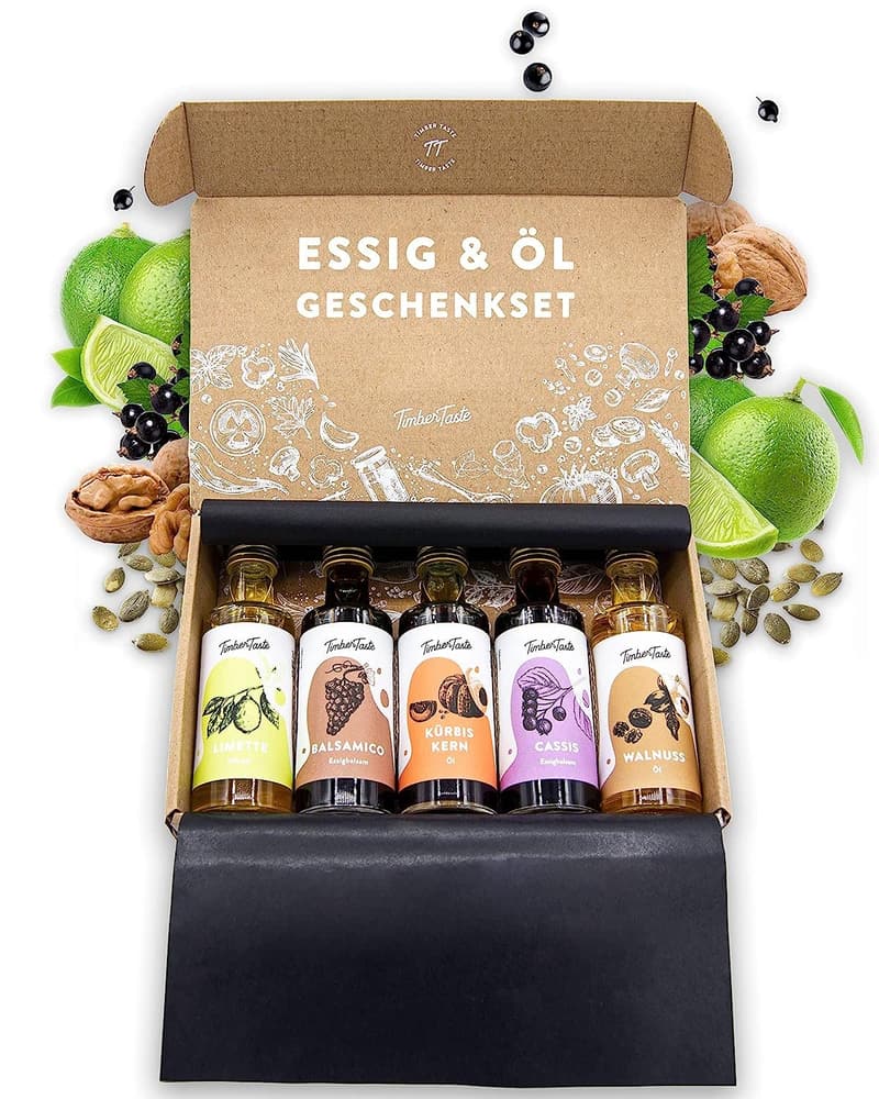 Essig & Öl Geschenkset für Frauen - 5 erlesene 40ml Flaschen