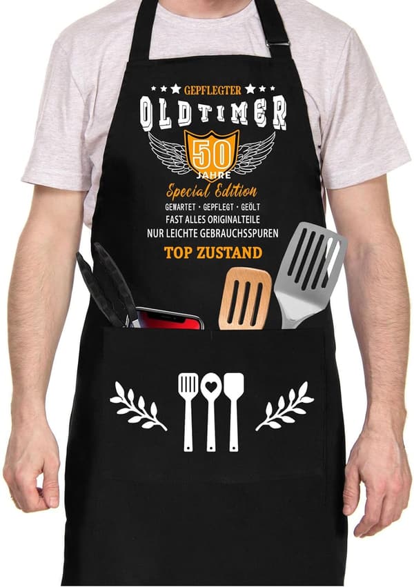 Grillschürze für Männer aus Baumwolle - Lustiges Geschenk zum 50. Geburtstag