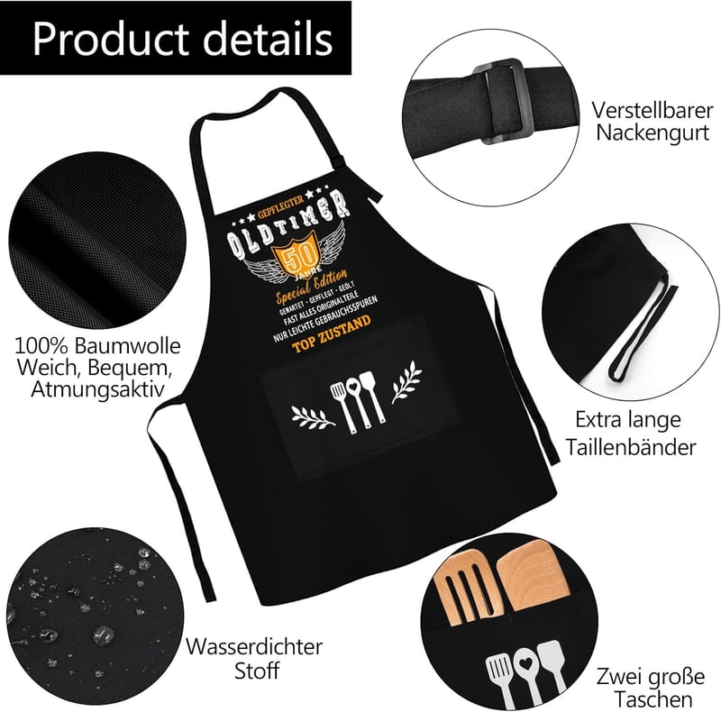 Grillschürze für Männer aus Baumwolle - Lustiges Geschenk zum 50. Geburtstag