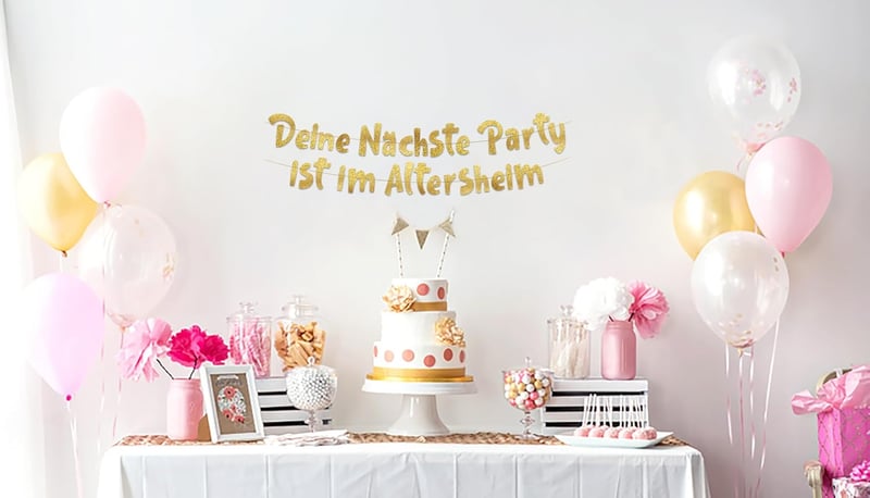 Geburtstagsbanner mit Goldglitzer für Erwachsene