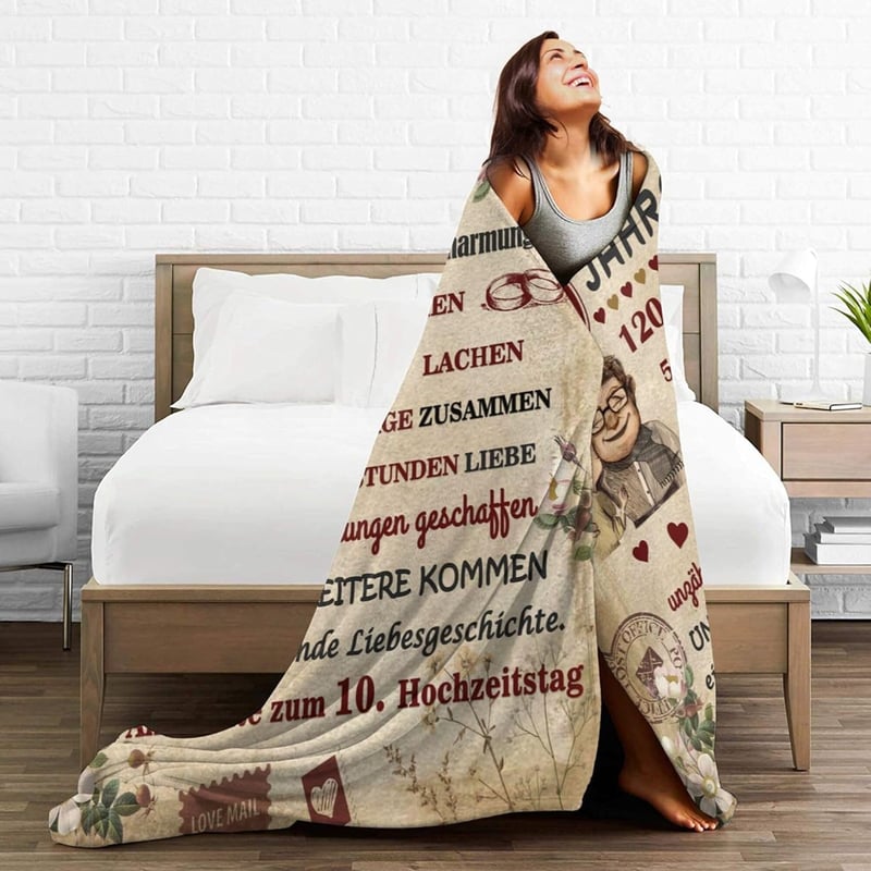 10. Hochzeitstag Decke 130x150cm – Superweich für Paare