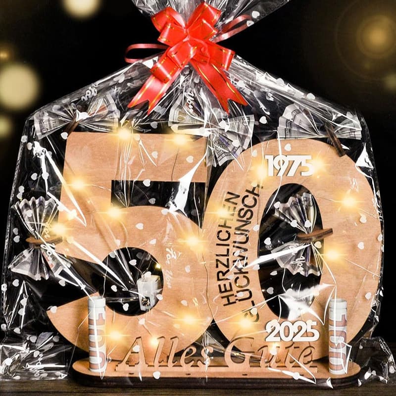 Kreatives Geldgeschenk für den 50. Geburtstag von Paaren aus Holz