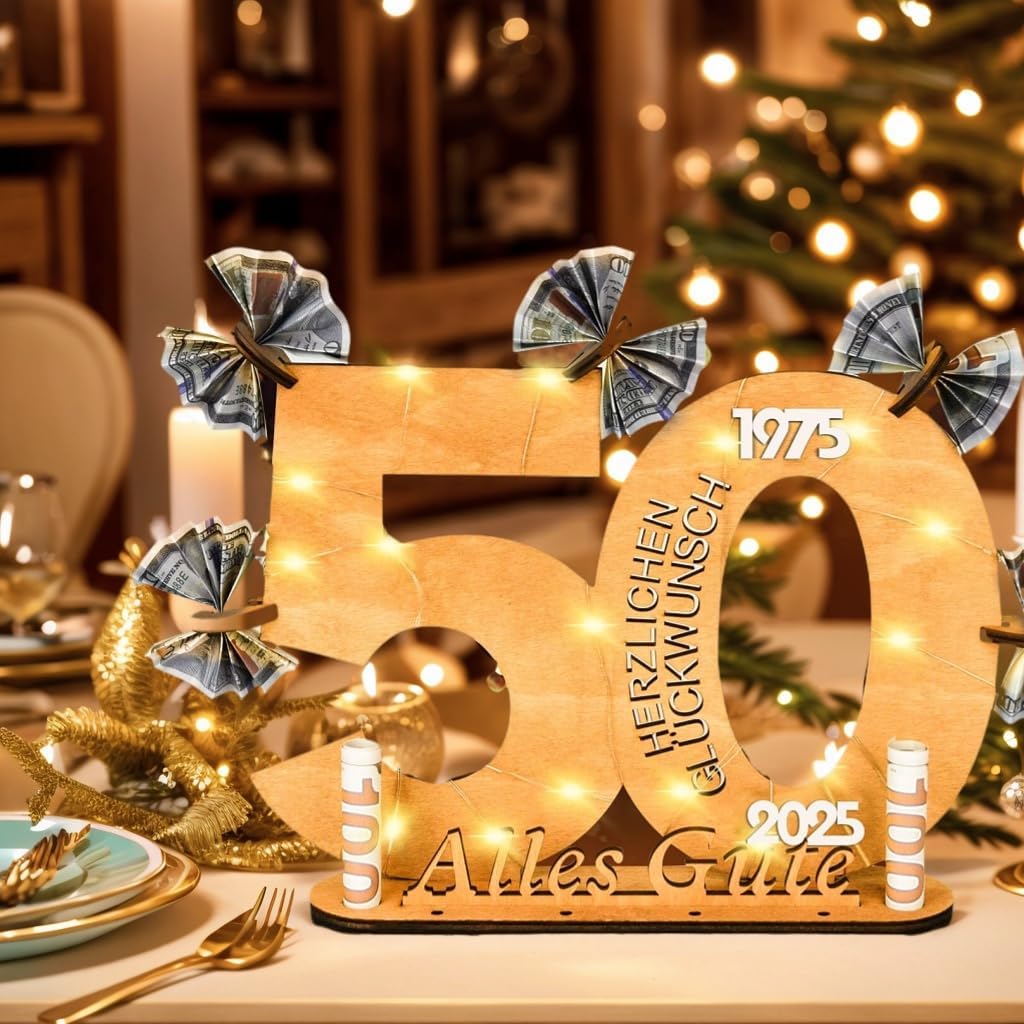 Kreatives Geldgeschenk für den 50. Geburtstag von Paaren aus Holz
