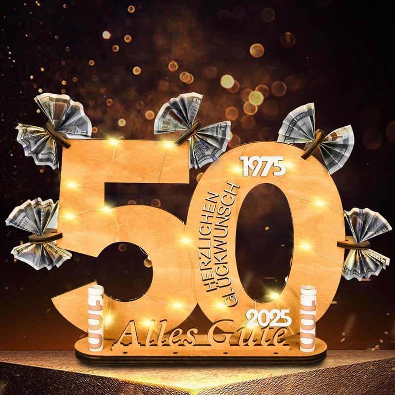 Kreatives Geldgeschenk für den 50. Geburtstag von Paaren aus Holz