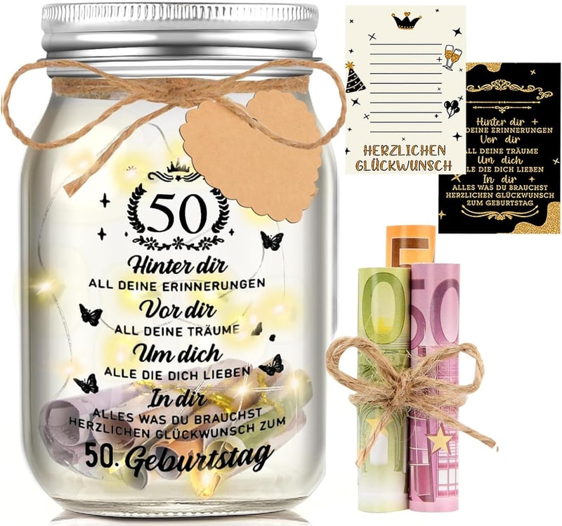 LED Flaschenlicht zum 50. Geburtstag für Frauen und Männer