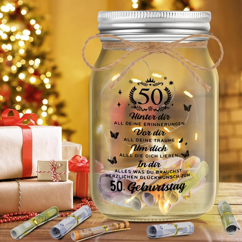 LED Flaschenlicht zum 50. Geburtstag für Frauen und Männer