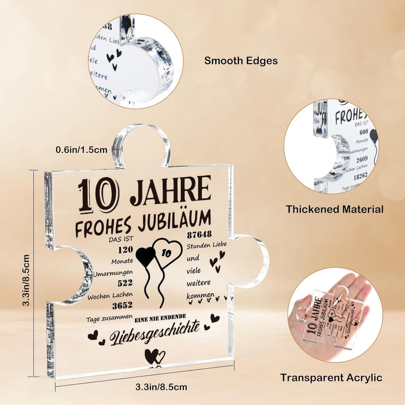 10. Hochzeitstag Geschenk - Acryl Heimdekoration für Paare