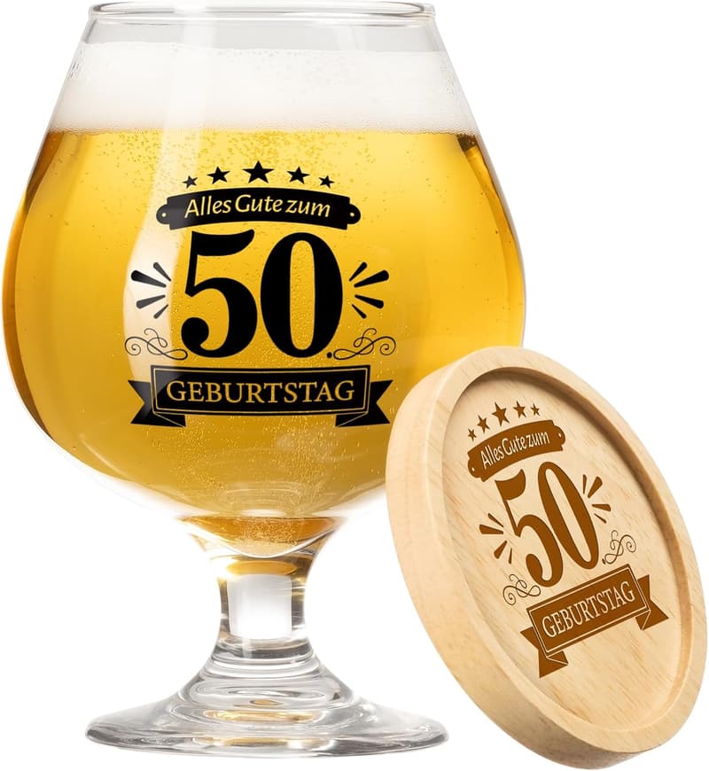 50. Geburtstag Bierglas für Männer – 17oz Geschenk für Papa, Opa, Freund