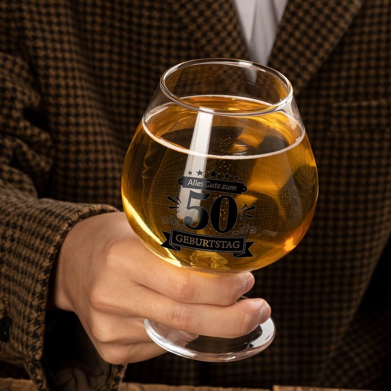 50. Geburtstag Bierglas für Männer – 17oz Geschenk für Papa, Opa, Freund