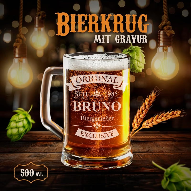 Personalisierter Bierkrug mit Gravur für Männer - 500 ml