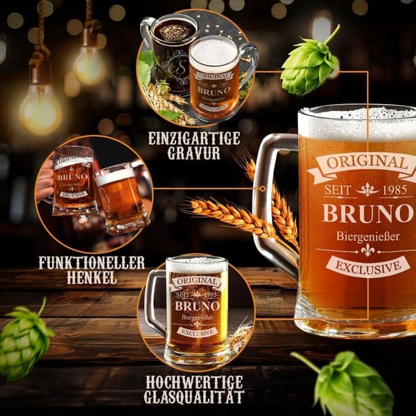 Personalisierter Bierkrug mit Gravur für Männer - 500 ml