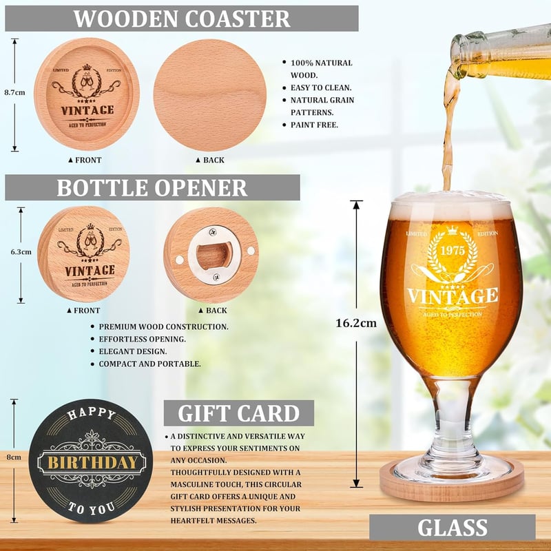 Personalisierbares Bierglas zum 50. Geburtstag für Männer, 400 ml