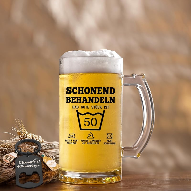 50. Geburtstag Bierkrug 0,5L – Geschenk für Männer und Frauen