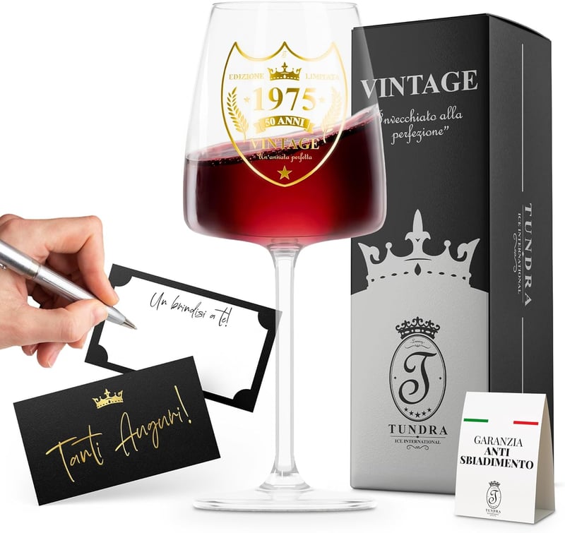 Personalisiertes Kristallglas 450 ml mit Gold-Effekt zum 50. Geburtstag für Herren
